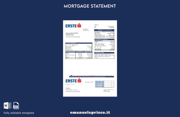 modello di estratto conto mutuo bancario Austria Erste Group stile verificato